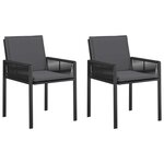 vidaXL Chaises de jardin 2 pc Noir et Gris foncé polyrotin