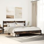 vidaXL Cadre de lit en métal sans matelas chêne fumé 193x203 cm