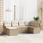 vidaXL Set de canapé de jardin 6 pièces avec coussins Beige Rotin synthétique