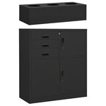 Armoire de bureau moderne avec jardinière 90 x 40 x 125 cm rangement sécurisé en acier anthracite 02_0055174