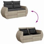 vidaXL Salon de jardin 5 Pièces avec coussins gris clair résine tressée