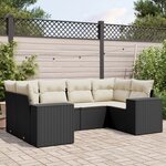 vidaXL Salon de jardin 6 Pièces avec coussins noir résine tressée