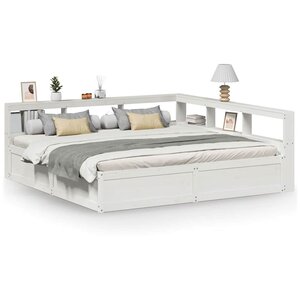 vidaXL Lit bibliothèque sans matelas blanc 180x200 cm bois pin massif
