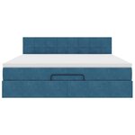 VidaXL Cadre de lit ottoman avec matelas bleu foncé 160x200 cm velours