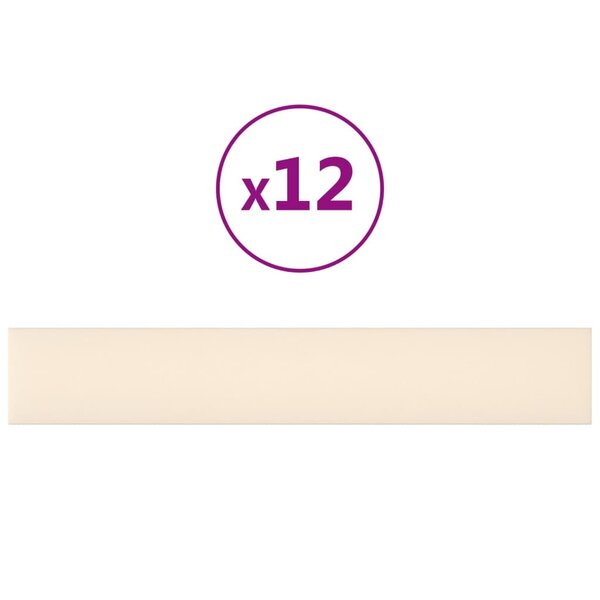 vidaXL Panneaux muraux 12 Pièces Crème 90x15 cm Velours 1 62 m²