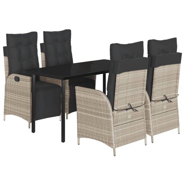 vidaXL Ensemble à manger de jardin et coussins 5 Pièces gris clair rotin