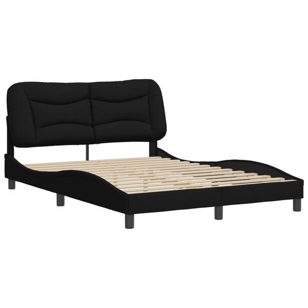 vidaXL Cadre de lit sans matelas Hvar noir 140x200 cm tissu