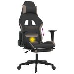 vidaXL Chaise de jeu de massage avec repose-pied Noir et taupe Tissu