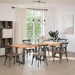 vidaXL Table à manger avec bord naturel 280x100x74cm bois massif chêne