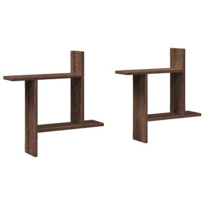 vidaXL Étagères murales 2Pièces chêne marron 50x12x50cm bois d'ingénierie