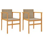 vidaXL Chaises de jardin coussins lot de 2 beige résine tressée bois