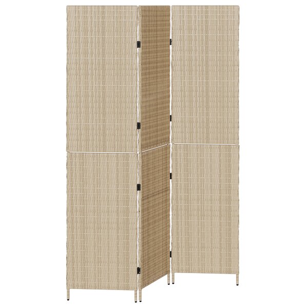 vidaXL Paravent 3 panneaux pliable beige 147x180 cm en poly rotin