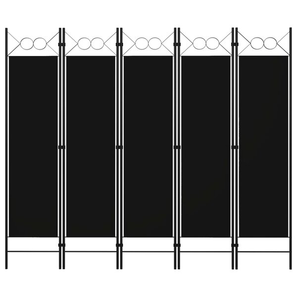 vidaXL Cloison de séparation 5 panneaux Noir 200x180 cm
