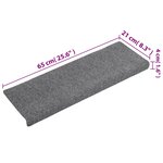 vidaXL Tapis d'escalier 15 Pièces Tissu aiguilleté 65x21x4 cm Gris clair