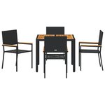 Ensemble de salle à manger de jardin vidaXL 5 pièces Rotin noir
