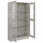 vidaXL Armoire à vitrine Gris béton 82 5x30 5x150 cm Bois d'ingénierie