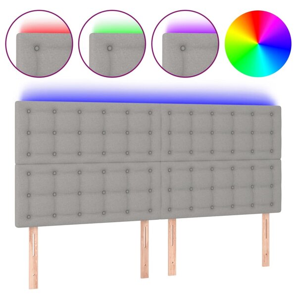 vidaXL Tête de lit à LED Gris clair 160x5x118/128 cm Tissu