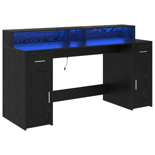 vidaXL Bureau Chêne Noir 160x55x91 cm Bois d'ingénierie