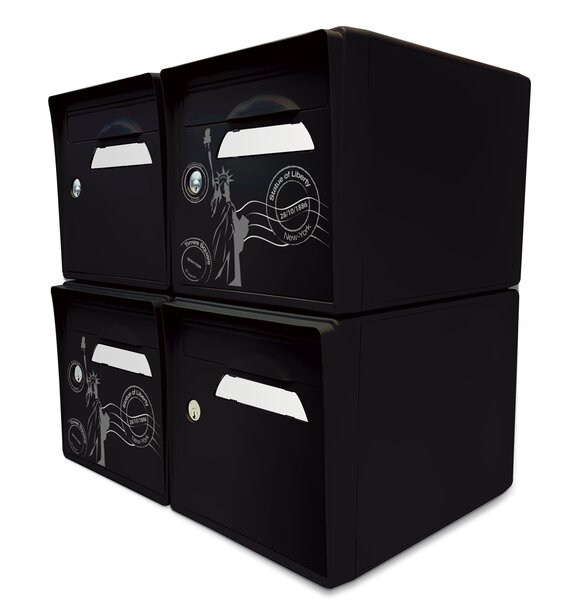 Pack de 4 boîtes aux lettres 1 porte - 2x "New York" - 2x "Noir intense"