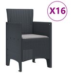 Ensemble de salle à manger de jardin de 17 pièces avec coussins Anthracite Rotin Synthétique