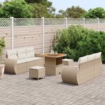 vidaXL Ensemble de canapé de jardin 9 Pièces Beige et crème polyrotin