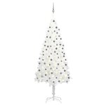 vidaXL Arbre de Noël artificiel pré-éclairé et boules blanc 210 cm