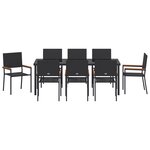 vidaXL Ensemble de Salle à Manger de Jardin de 9 Pièces Noir Rattan Synthétique