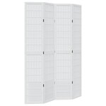 vidaXL Cloison de séparation 4 panneaux blanc bois de paulownia massif