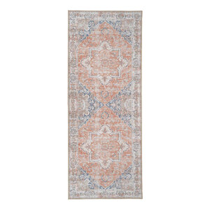Tapis de couloir orange et bleu 80 x 200 cm