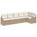 Ensemble de canapé de jardin 6 pièces avec coussins en poly rotin beige vidaXL