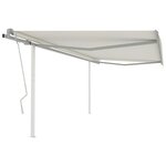 vidaXL Auvent manuel rétractable avec poteaux 4 5x3 5 m Crème