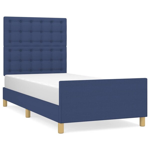 vidaXL Cadre de lit sans matelas bleu 90x200 cm tissu