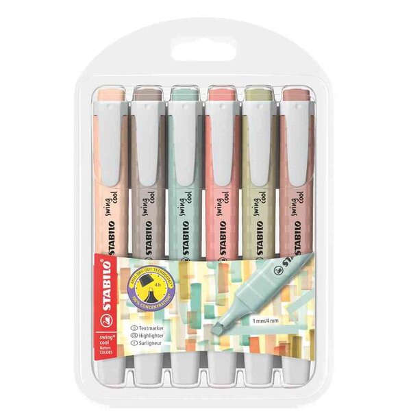 Surligneur swing cool NatureCOLORS  étui de 6 STABILO