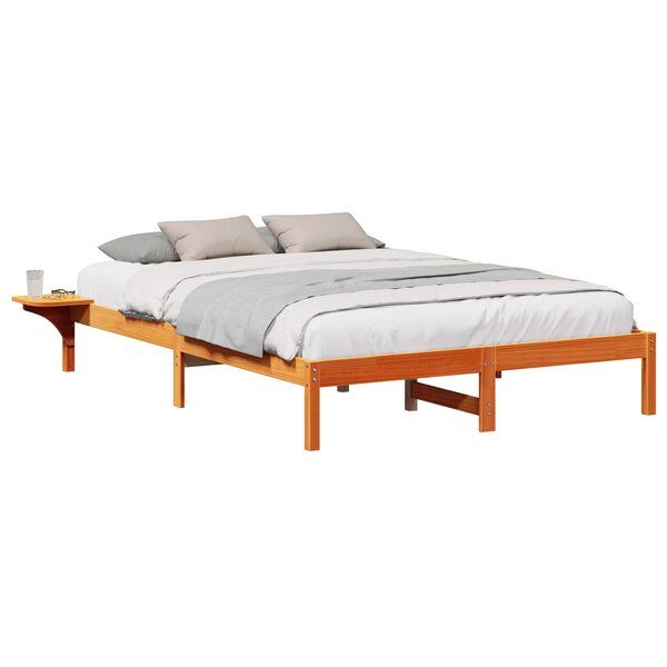 vidaXL Cadre de lit Brun cire 150 x 200 cm Pin massif