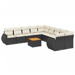 vidaXL Salon de jardin 11 Pièces avec coussins noir résine tressée
