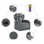 vidaXL Fauteuil inclinable de massage Gris Similicuir