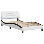 vidaXL Cadre de lit sans matelas Hvar blanc et noir 100x200 cm similicuir