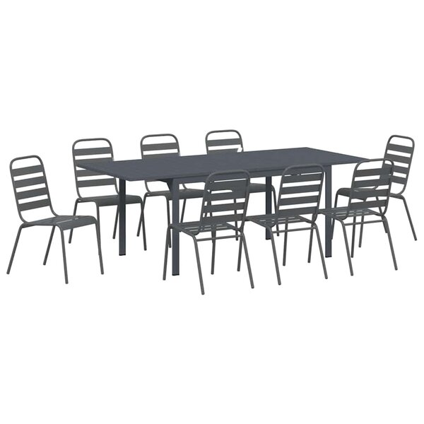 vidaXL Ensemble de salle à manger pour jardin 9 Pièces Anthracite Acier
