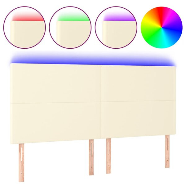 vidaXL Tête de lit à LED Crème 160x5x118/128 cm Similicuir
