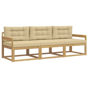 vidaXL Ensemble de canapés d'extérieur 3 pc Blanc et Beige Polyester