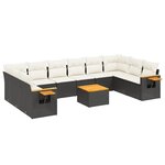 vidaXL Salon de jardin 11 Pièces avec coussins noir résine tressée
