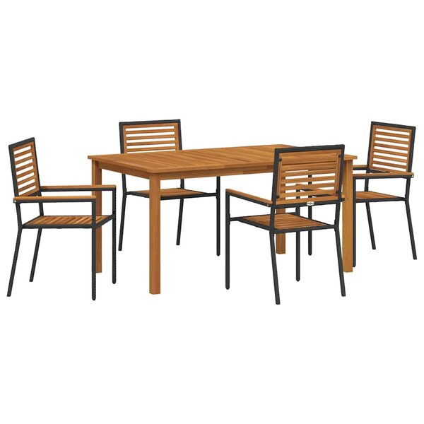 vidaXL Ensemble de salle à manger pour jardin 5 Pièces Noir Poly rotin