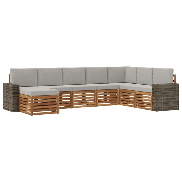 vidaXL Ensemble de canapés d'extérieur 8 pc Naturel et gris clair