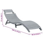 vidaXL Chaise longue avec coussin Gris Bois d'acacia solide