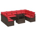 vidaXL Ensemble de canapé de jardin 10 Pièces Marron Poly rotin