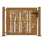 vidaXL Portail de jardin 105x80 cm acier corten design de bambou