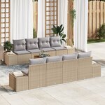 vidaXL Ensemble de canapé de jardin 9 pièces avec coussins en beige poly rotin acacia