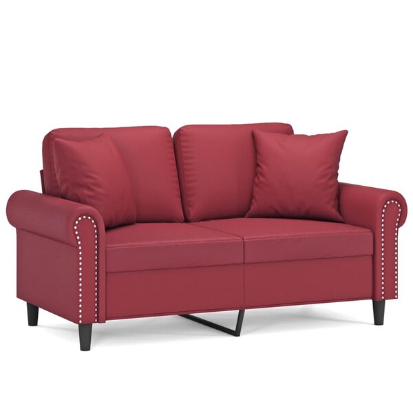vidaXL Canapé 2 places avec oreillers bordeaux 120 cm similicuir