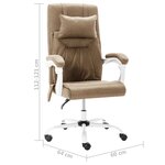 vidaXL Chaise de bureau de massage Taupe Tissu