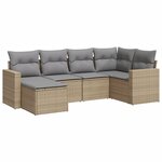 vidaXL Salon de jardin avec coussins 6 Pièces beige résine tressée